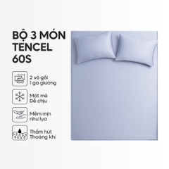 Bộ ga gối 3 món Lụa Tencel trơn màu
