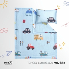 Bộ chăn gối cho bé đi học Lụa Tencel họa tiết - Máy kéo