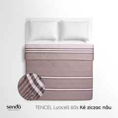 Vỏ chăn mỏng Lụa Tencel 60S họa tiết - Kẻ ziczac nâu