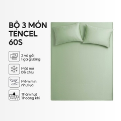 Bộ ga gối 3 món Lụa Tencel trơn màu