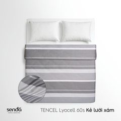 Vỏ chăn mỏng Lụa Tencel 60S họa tiết - Kẻ lưới xám