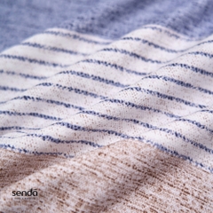 Bộ ga gối 3 món Cotton Twill họa tiết kẻ sọc - Khoang xanh nâu