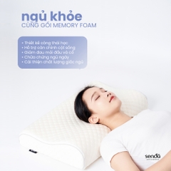 Gối cao su non chống đau mỏi cổ vai gáy, ruột gối ngủ công thái học Memory Foam người lớn cao cấp