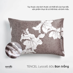 Vỏ gối nằm Lụa Tencel 60S họa tiết - Ban trắng