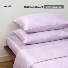 Bộ chăn ga gối 4 món Lụa Tencel Jacquard vân gấm - 28 Tím Lavender