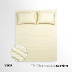Bộ ga gối 3 món Lụa Tencel  họa tiết kẻ sọc - Sọc vàng