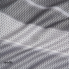 Bộ ga gối 3 món Lụa Tencel 60S họa tiết - Kẻ lưới xám