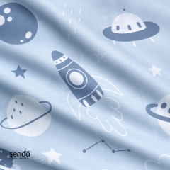 Bộ ga gối 3 món cho bé Lụa Tencel họa tiết - Vũ trụ