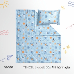 Bộ chăn gối cho bé đi học Lụa Tencel họa tiết - Phi hành gia