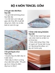 Bộ chăn ga gối 4 món (chăn chần bông) Lụa Tencel 60S họa tiết - Thủy tùng