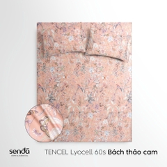 Bộ ga gối 3 món Lụa Tencel 60S họa tiết - Bách thảo cam
