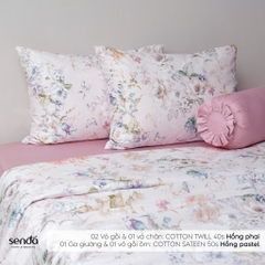 Bộ chăn ga gối 5 món Cotton 40S - Hồng phai
