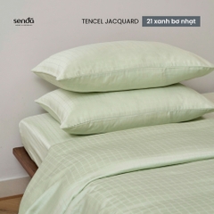 Bộ chăn ga gối 4 món Lụa Tencel Jacquard vân gấm - 21 Xanh bơ