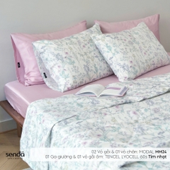 Bộ chăn ga gối 4 món (chăn chần bông) Micro Modal họa tiết - MM24