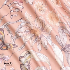 Bộ ga gối 3 món Lụa Tencel 60S họa tiết - Bách thảo cam