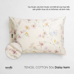 Vỏ gối nằm Tencel Cotton họa tiết - Daisy kem