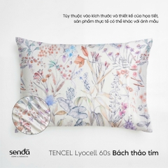 Vỏ gối nằm Lụa Tencel 60S họa tiết - Bách thảo tím