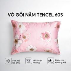 Vỏ gối nằm Lụa Tencel 60S họa tiết - Xuân hồng
