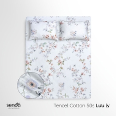 Bộ ga gối 3 món Tencel Cotton họa tiết - Lưu ly