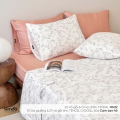 Bộ chăn ga gối 4 món (chăn chần bông) Micro Modal họa tiết - MM22