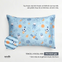 Vỏ gối nằm cho bé đi học Lụa Tencel họa tiết - Phi hành gia