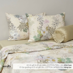 Bộ chăn ga gối 5 món Cotton 40S họa tiết - Nhã hoa