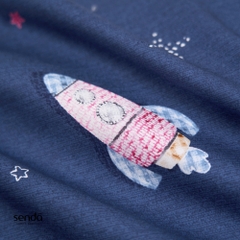 Bộ ga gối 3 món cho bé Cotton Twill họa tiết - Vũ trụ xanh