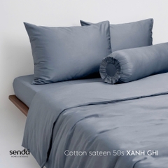 Bộ chăn ga gối 5 món Cotton Sateen 50S trơn màu