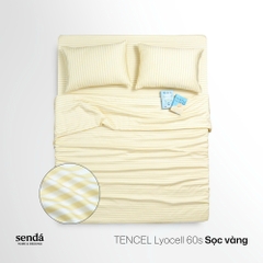 Bộ chăn ga gối 4 món Lụa Tencel họa tiết kẻ sọc - Sọc vàng