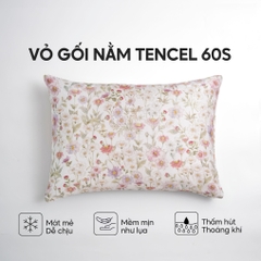 Vỏ gối nằm Lụa Tencel 60S họa tiết - Pansy hồng