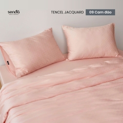 Bộ chăn ga gối 4 món Lụa Tencel Jacquard vân gấm - 09 Cam đào