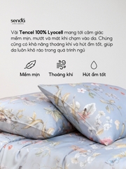 Bộ chăn ga gối 5 món Lụa Tencel 60S họa tiết - Mây hồng