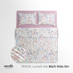 Vỏ chăn chần bông Lụa Tencel 60S họa tiết - Bách thảo tím