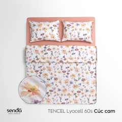 Vỏ chăn chần bông Lụa Tencel 60S họa tiết - Cúc cam