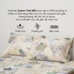 Bộ ga gối 3 món Cotton 40S họa tiết - Trúc xám