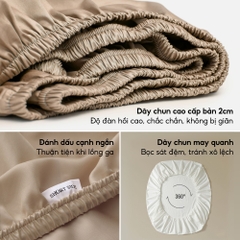 Bộ chăn ga gối 5 món Tencel Cotton trơn màu