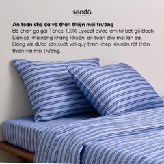 Bộ chăn ga gối 4 món Lụa Tencel họa tiết kẻ sọc - Sọc xanh rêu