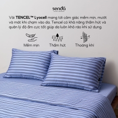 Bộ chăn ga gối 4 món Lụa Tencel họa tiết kẻ sọc - Sọc xanh navy