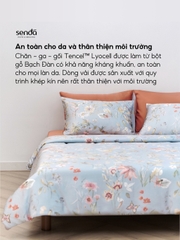 Bộ chăn ga gối 5 món Lụa Tencel 60S họa tiết - Daisy Xám