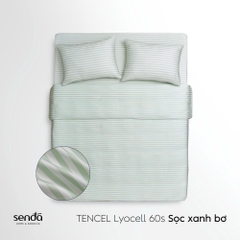 Bộ chăn ga gối 4 món Lụa Tencel họa tiết kẻ sọc - Sọc xanh bơ