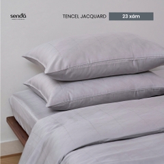Bộ chăn ga gối 4 món Lụa Tencel Jacquard vân gấm - 23 Xám
