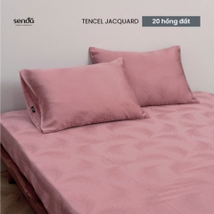 Bộ ga gối 3 món Lụa Tencel Jacquard vân gấm - 20 hồng đất