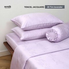 Bộ chăn ga gối 5 món Lụa Tencel Jacquard vân gấm - 28 Tím Lavender