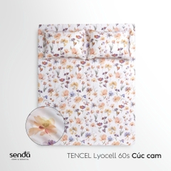 Bộ ga gối 3 món Lụa Tencel 60S họa tiết - Cúc cam