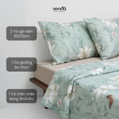 Bộ chăn ga gối 4 món (chăn chần bông) Cotton 40S họa tiết - Ly ly