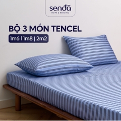Bộ ga gối 3 món Lụa Tencel  họa tiết kẻ sọc