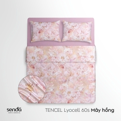 Vỏ chăn chần bông Lụa Tencel 60S họa tiết - Mây hồng