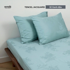 Bộ ga gối 3 món Lụa Tencel Jacquard vân gấm - 32 Xanh đậu