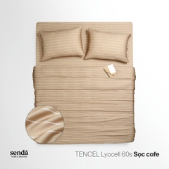 Bộ chăn ga gối 4 món Lụa Tencel họa tiết kẻ sọc - Sọc cafe