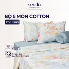 Bộ chăn ga gối 5 món Cotton 40S - Hồng phai